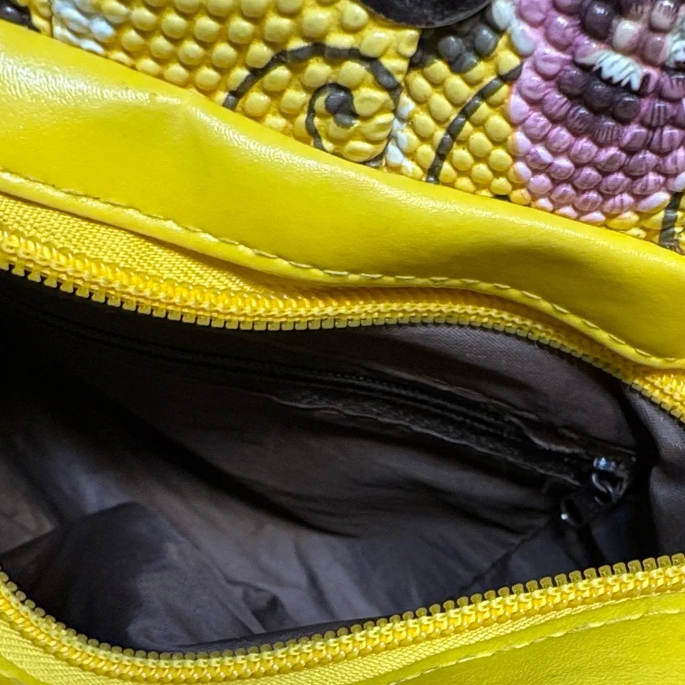 Floral Pebbled Yellow Mini Bag - Picture 6 of 8